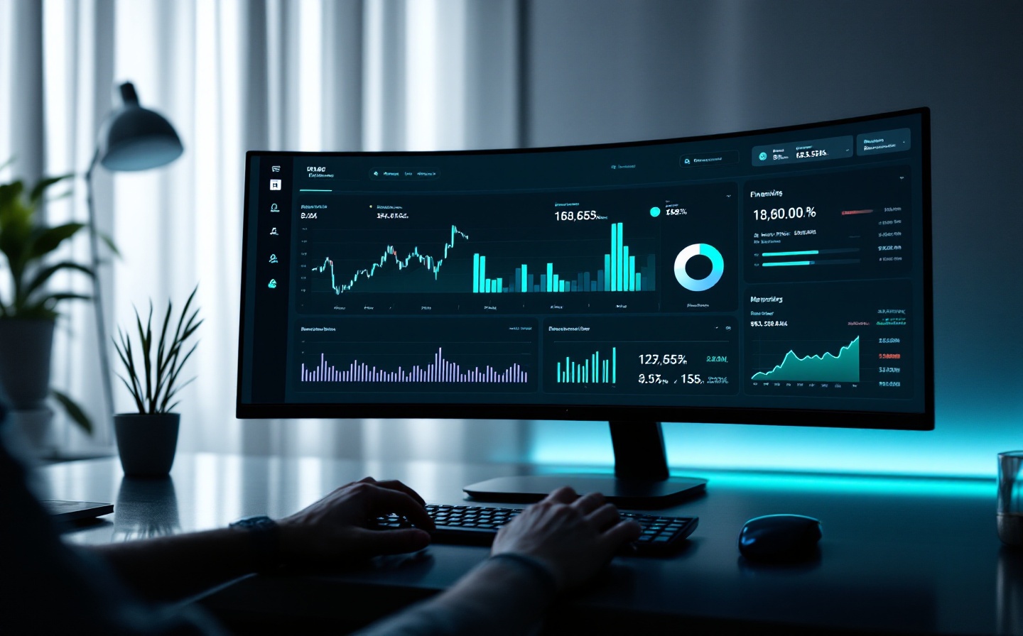 Voxel 3D financial dashboard showing transaction visualization and AI insights